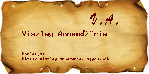 Viszlay Annamária névjegykártya